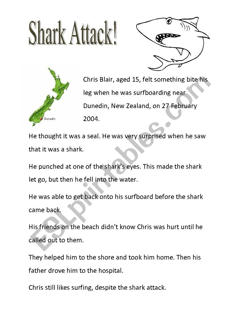 Shark Attack worksheet