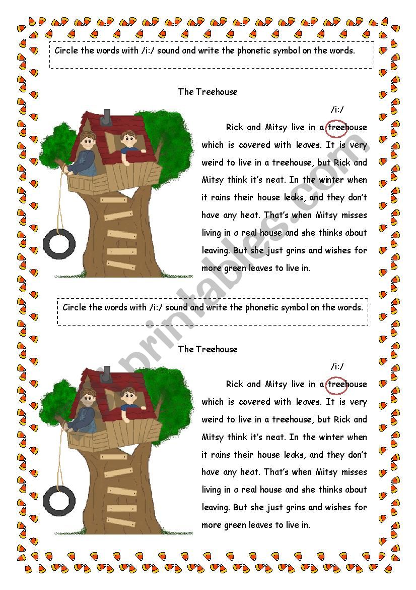 Treehouse worksheet