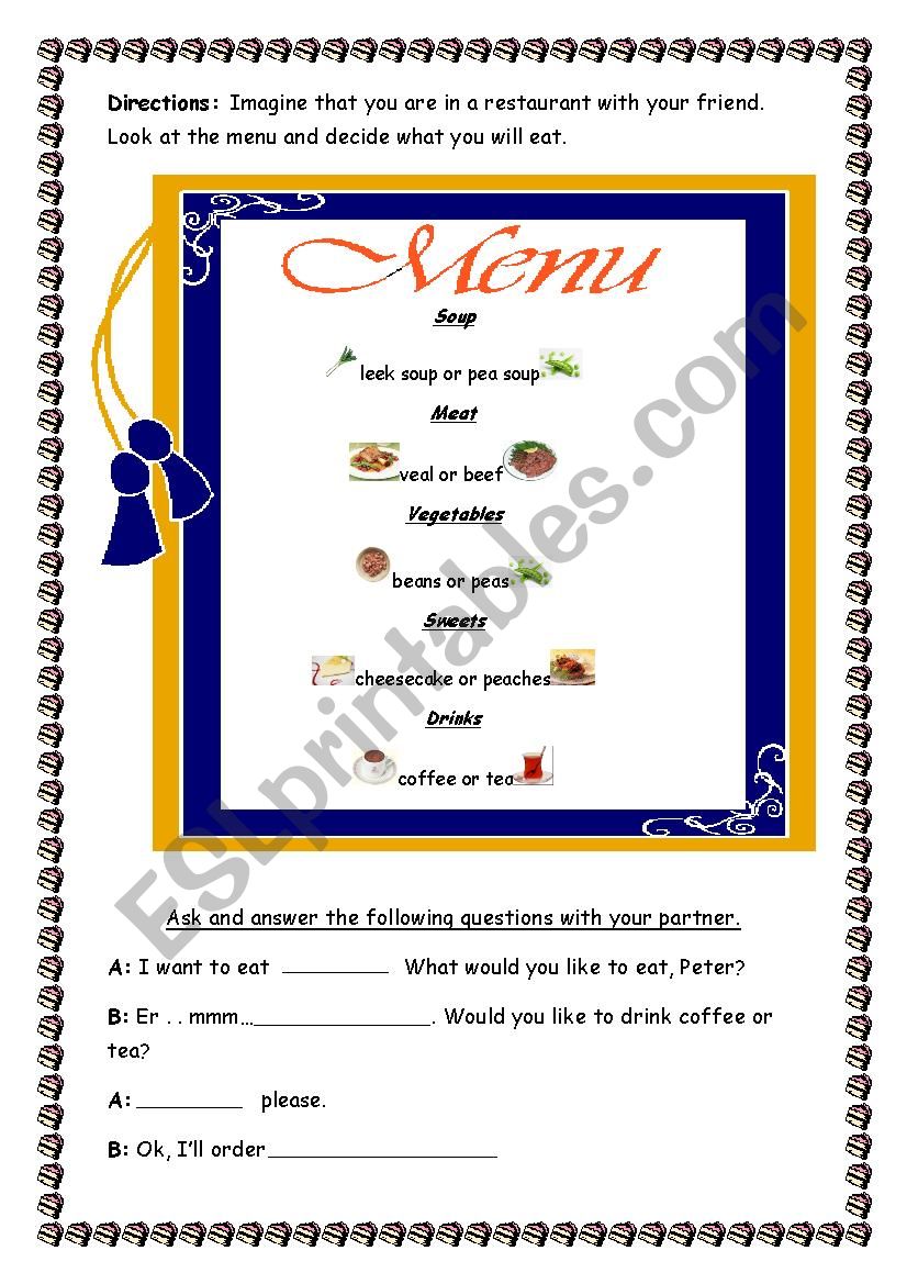 Would you like ....? worksheet