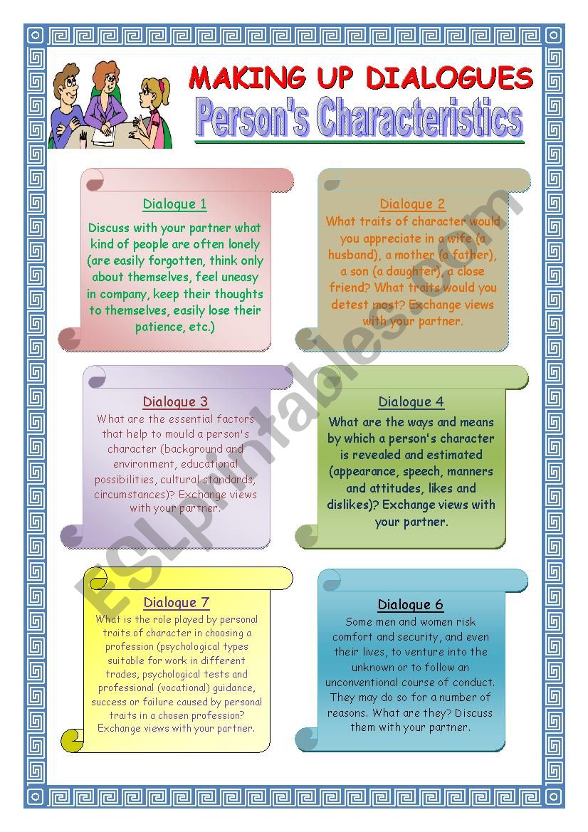 Making up Dialogues: PersonÂ´s Characteristics