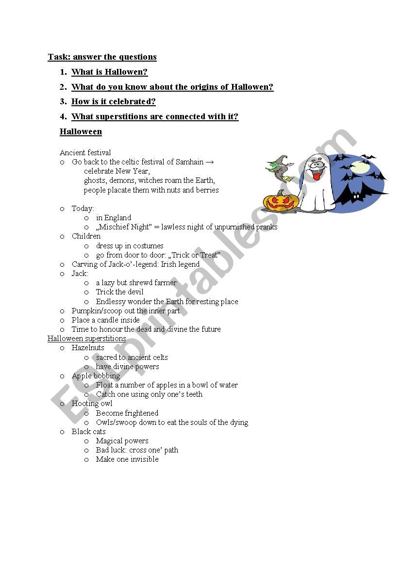 Halloween worksheet