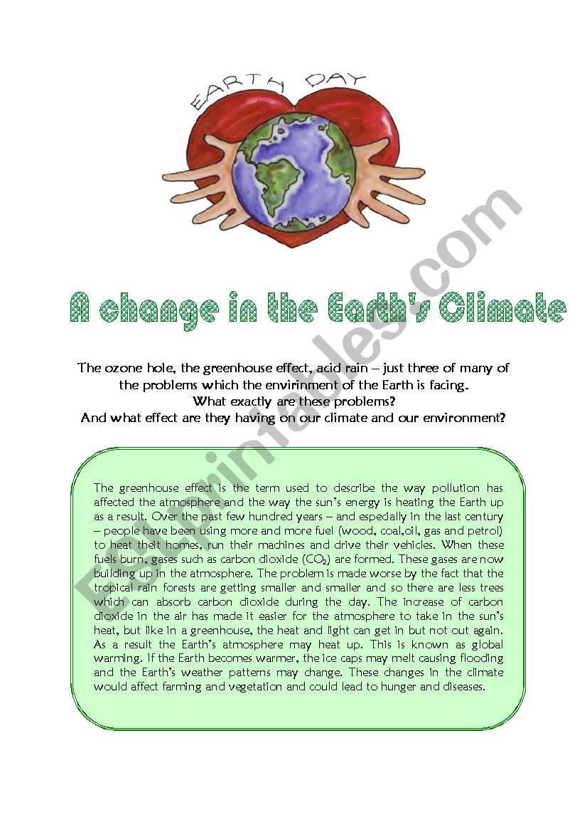 A Change in the Earth´s Climate
