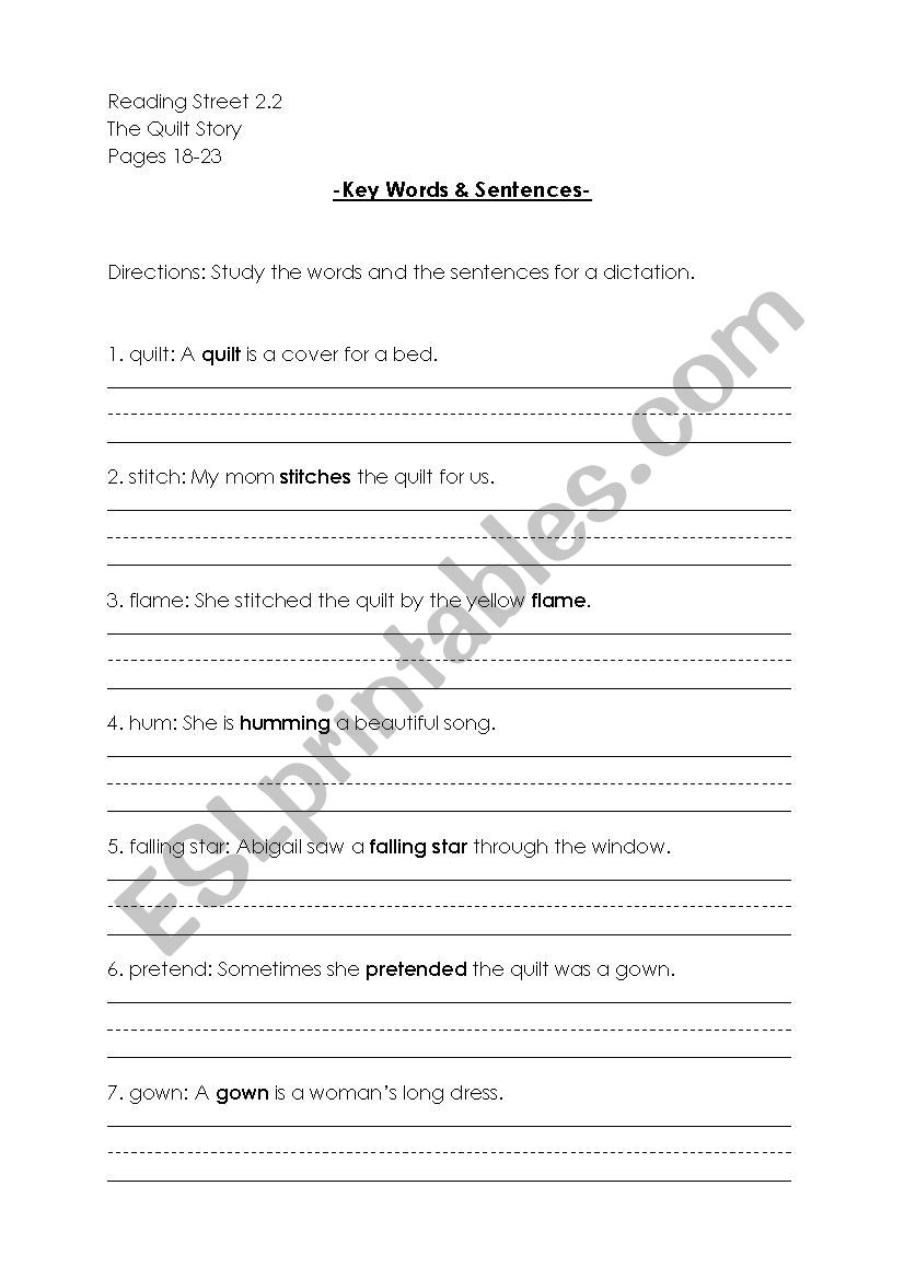 reading street worksheet