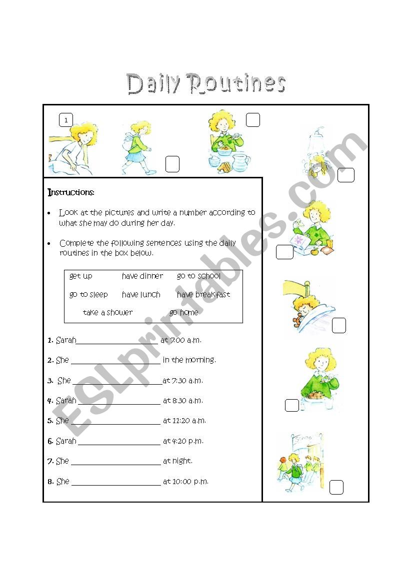 Daily Routines worksheet