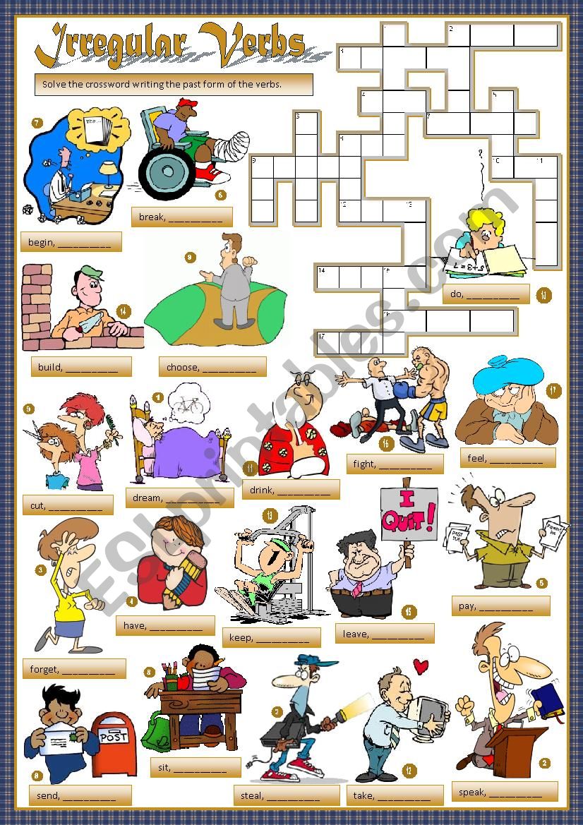 Irregular Verbs - Crossword worksheet