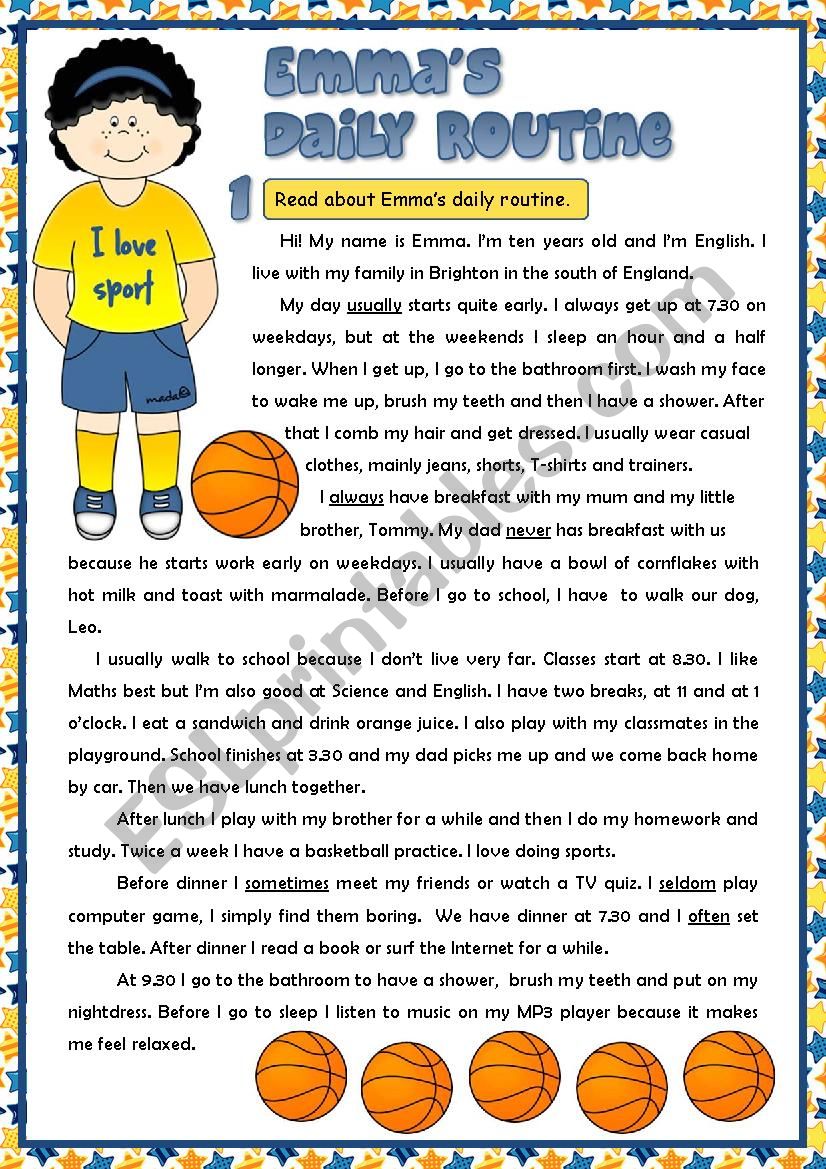 EmmaÂ´s daily routine - *5 tasks*