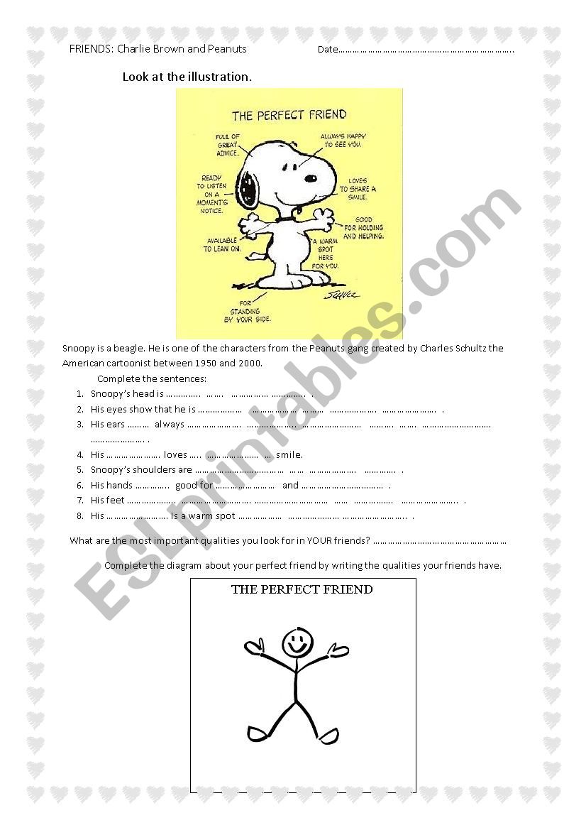 Your perfect friend: Snoopy worksheet