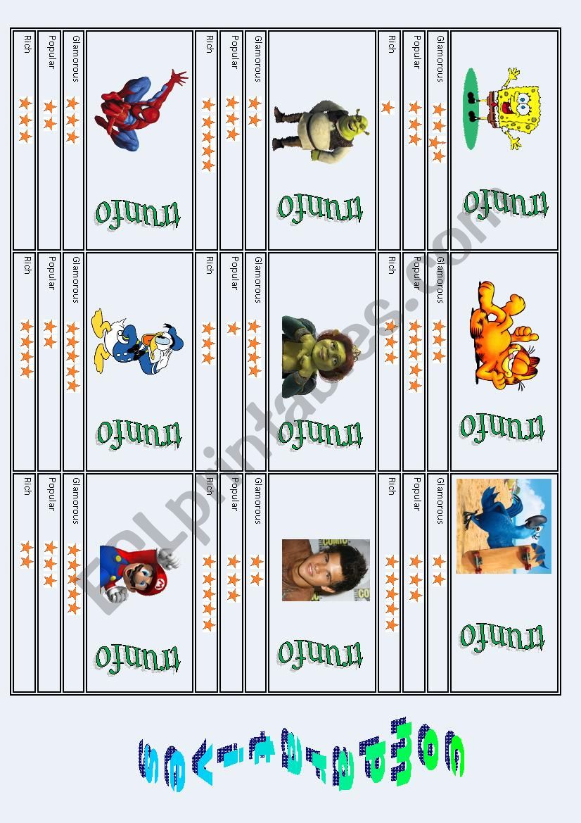 Comparative Trunfo Cards 1/2 worksheet