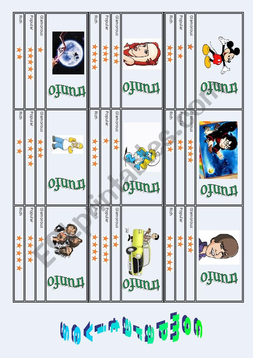 Comparative Trunfo Cards 2/2 worksheet