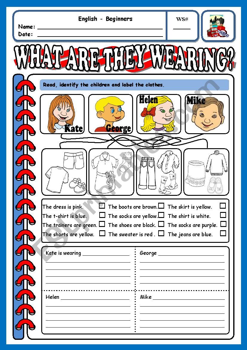 WHAT ARE THEY WEARING? worksheet