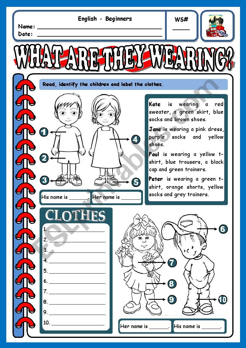 WHAT ARE THEY WEARING? - 2 worksheet