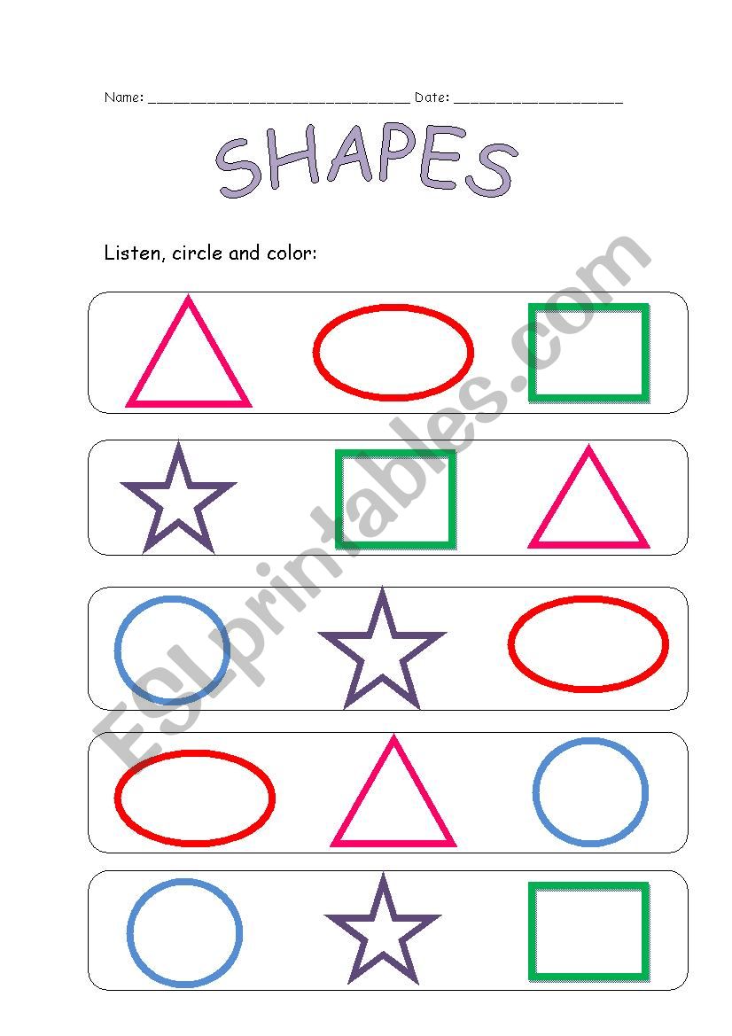 SHAPES worksheet