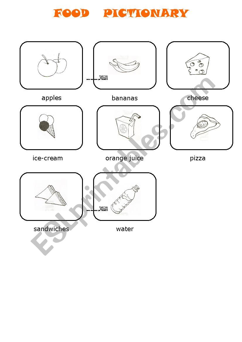 food pictionary worksheet