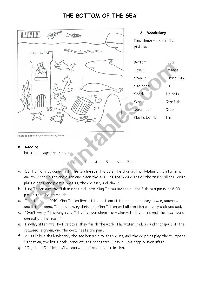 The Bottom of the Sea worksheet