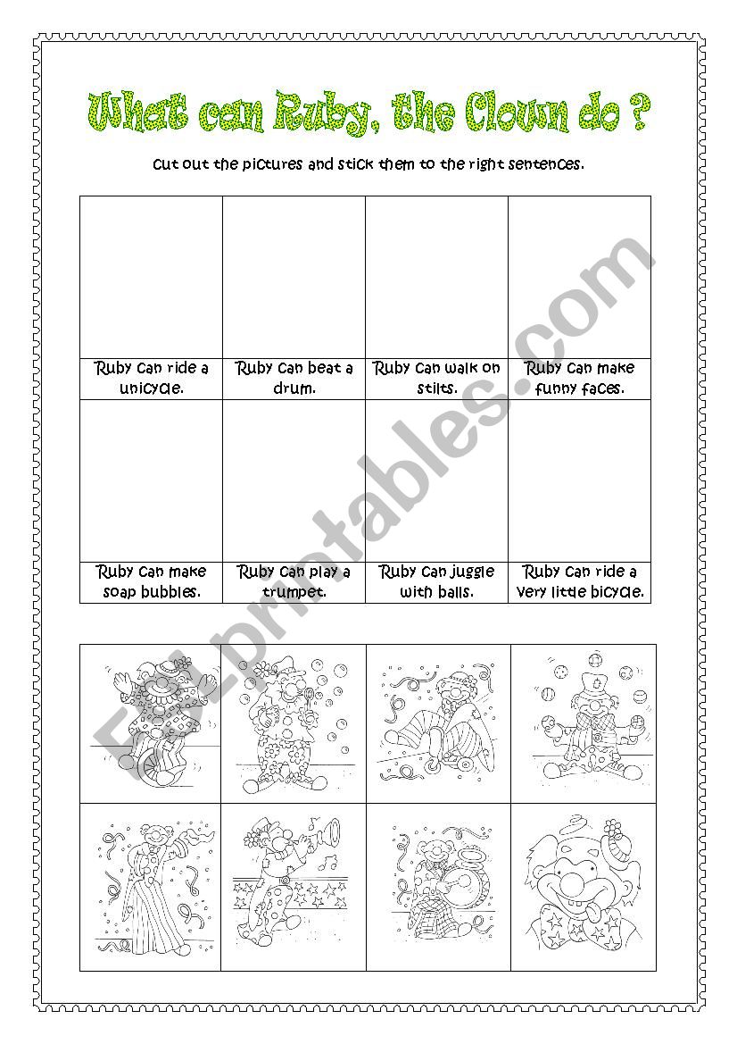 Ruby, the Circus Clown worksheet