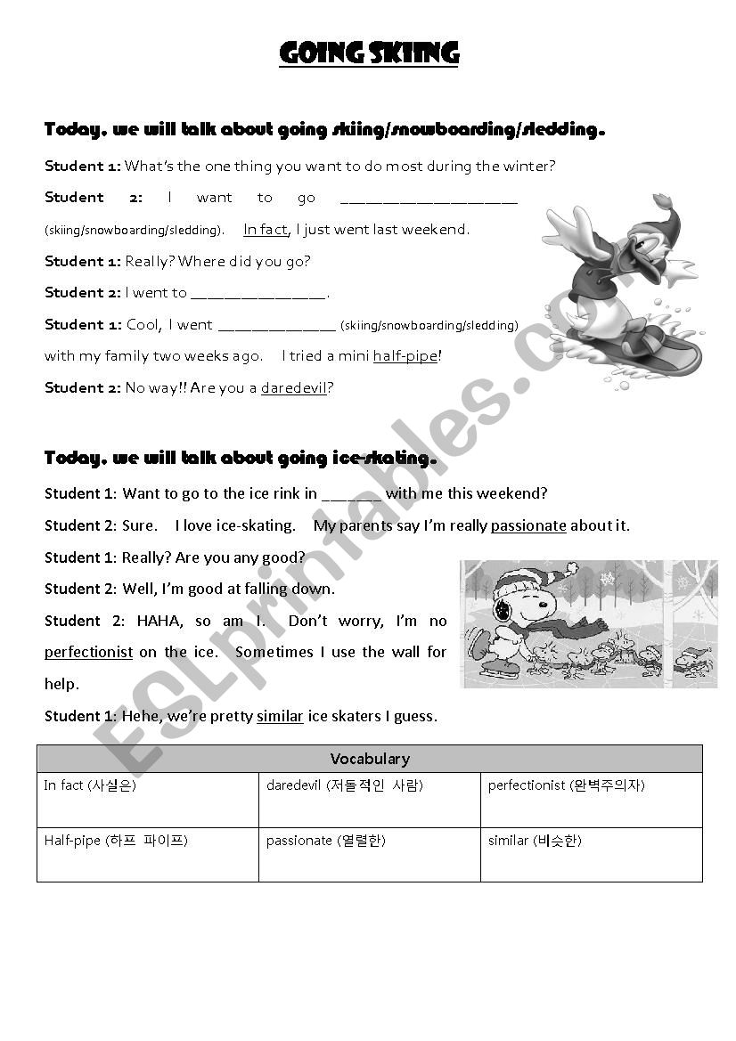 speaking dialogue worksheet