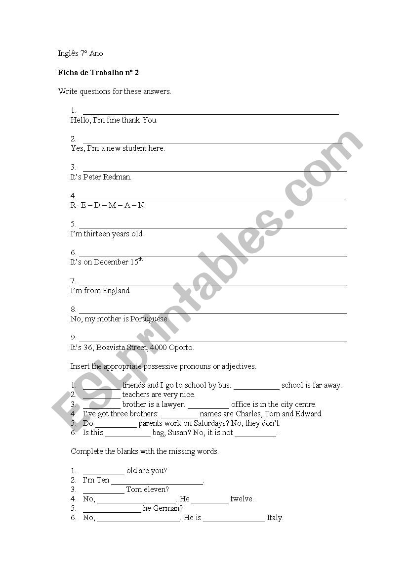 Describing Peoplre worksheet