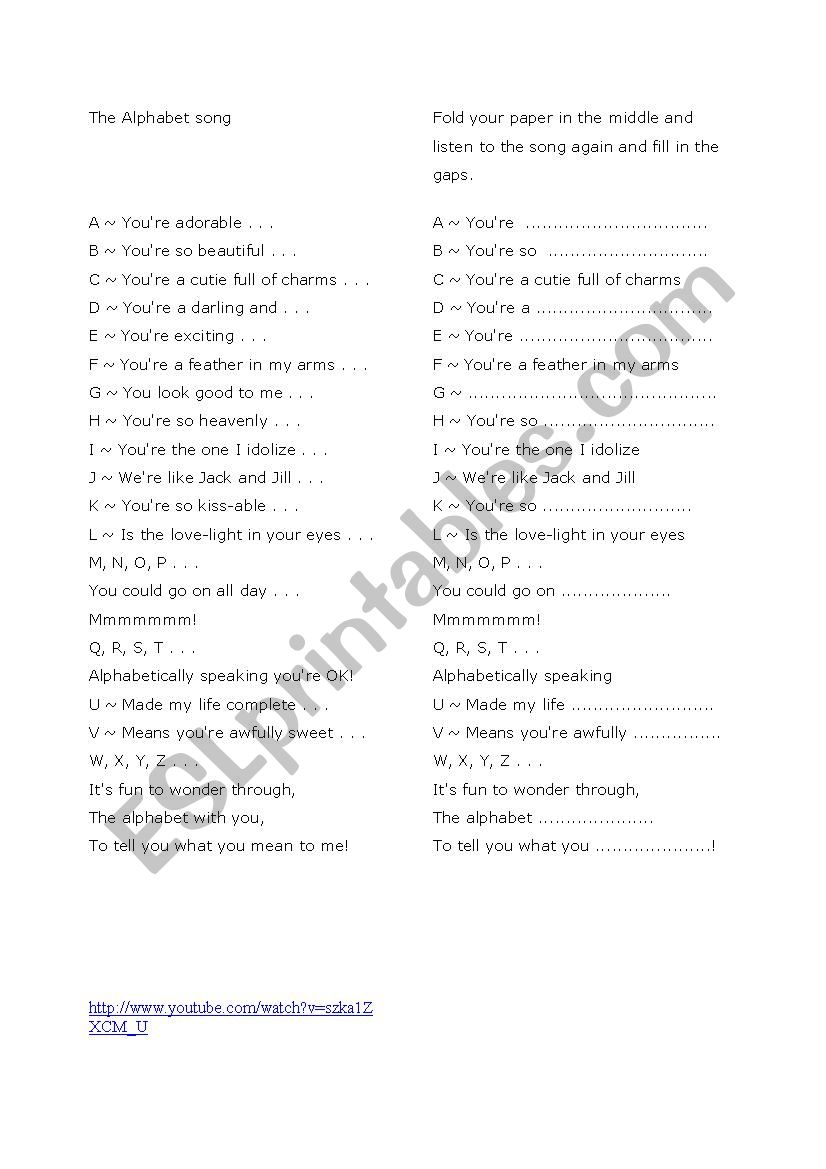 The Alphabet Song worksheet