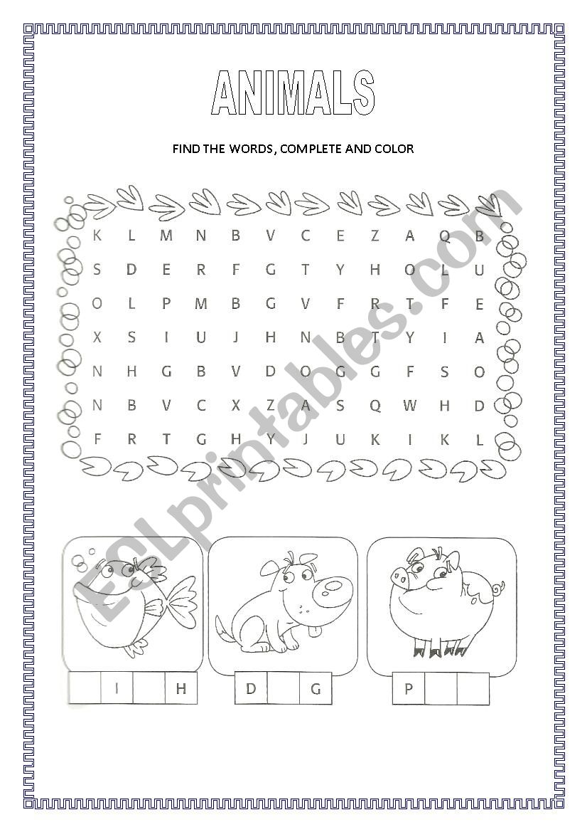 ANIMALS worksheet