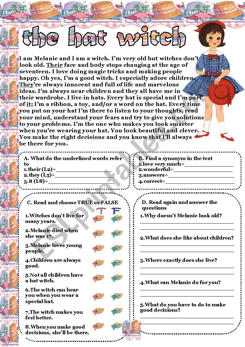 the hat witch worksheet