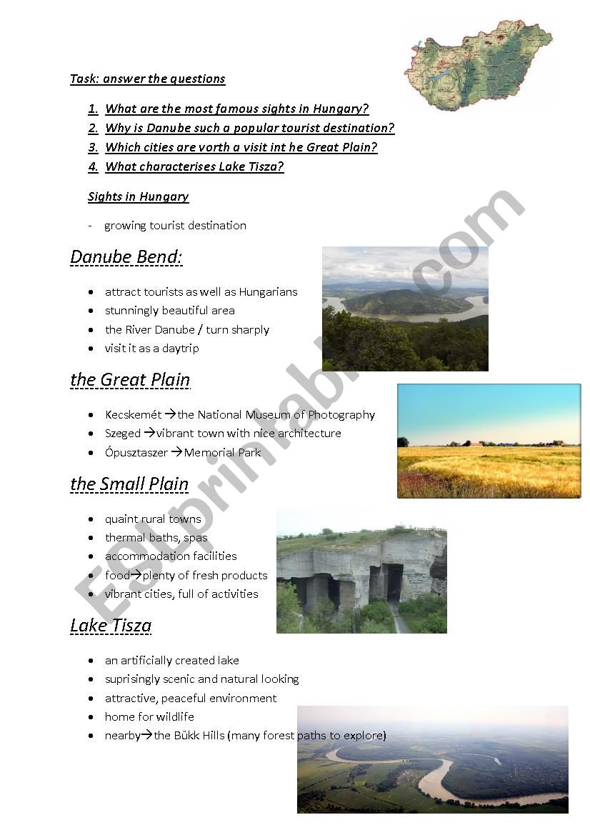 sights in Hungary worksheet