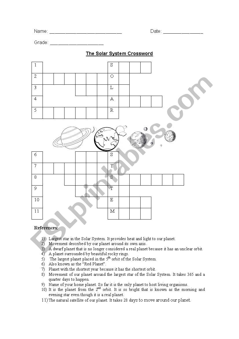 The Solar System Crossword worksheet