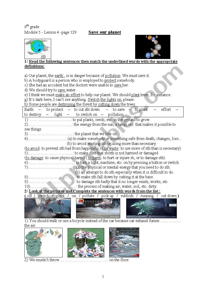 Save our planet - Module 5, Lesson 4, 8th grade