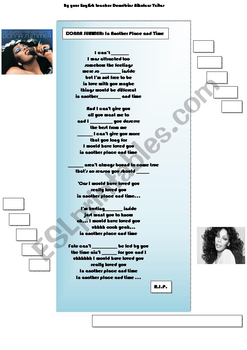 DONNA SUMMER song worksheet