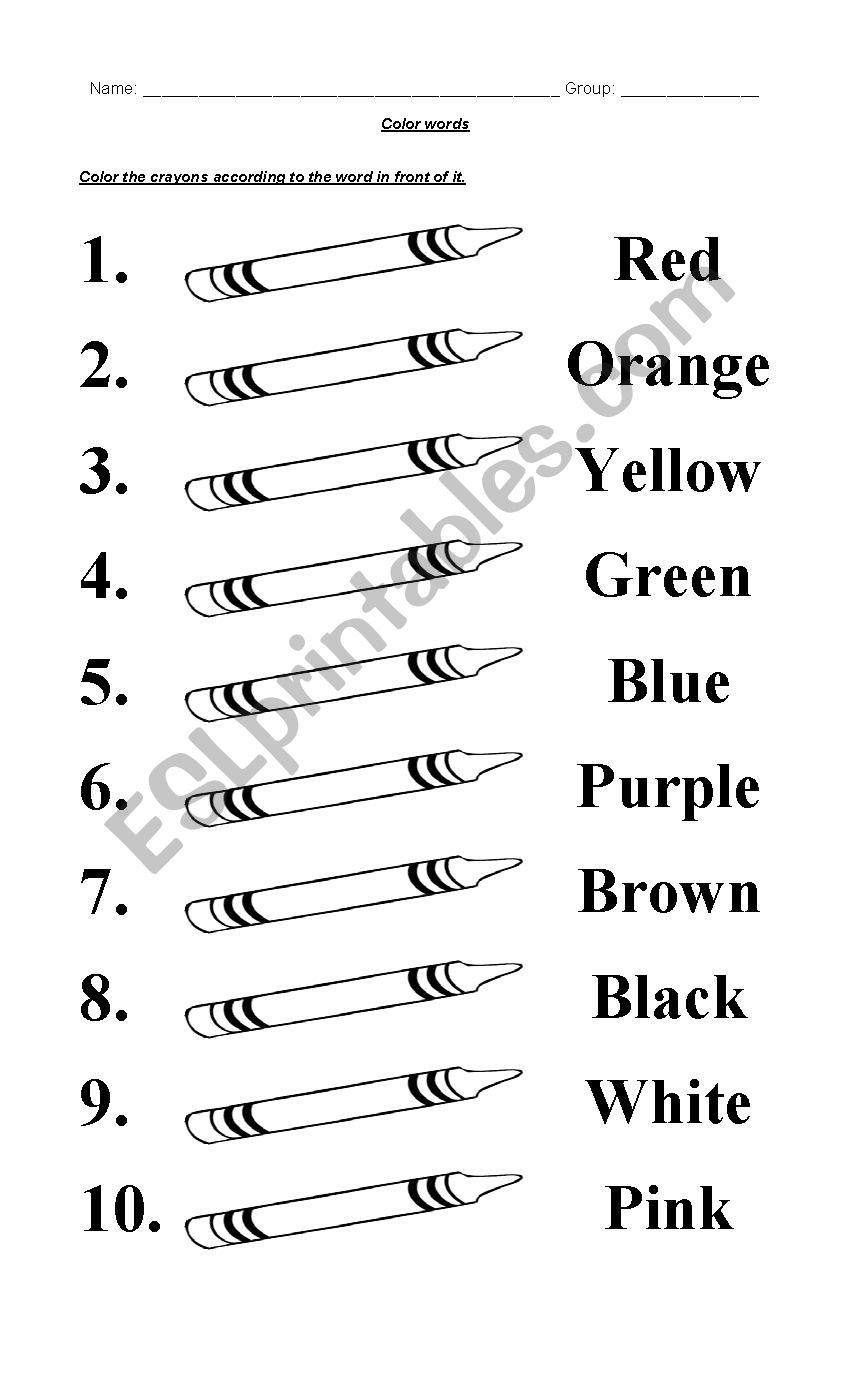 Colours practice worksheet