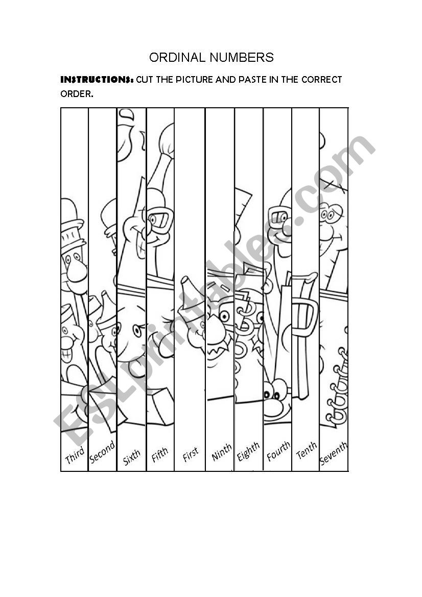 ordinal numbers worksheet