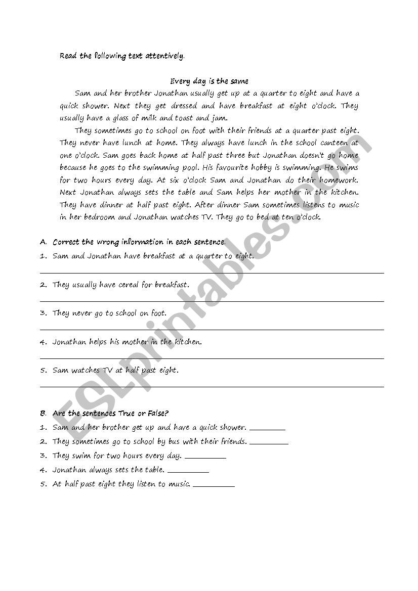 present simple worksheet