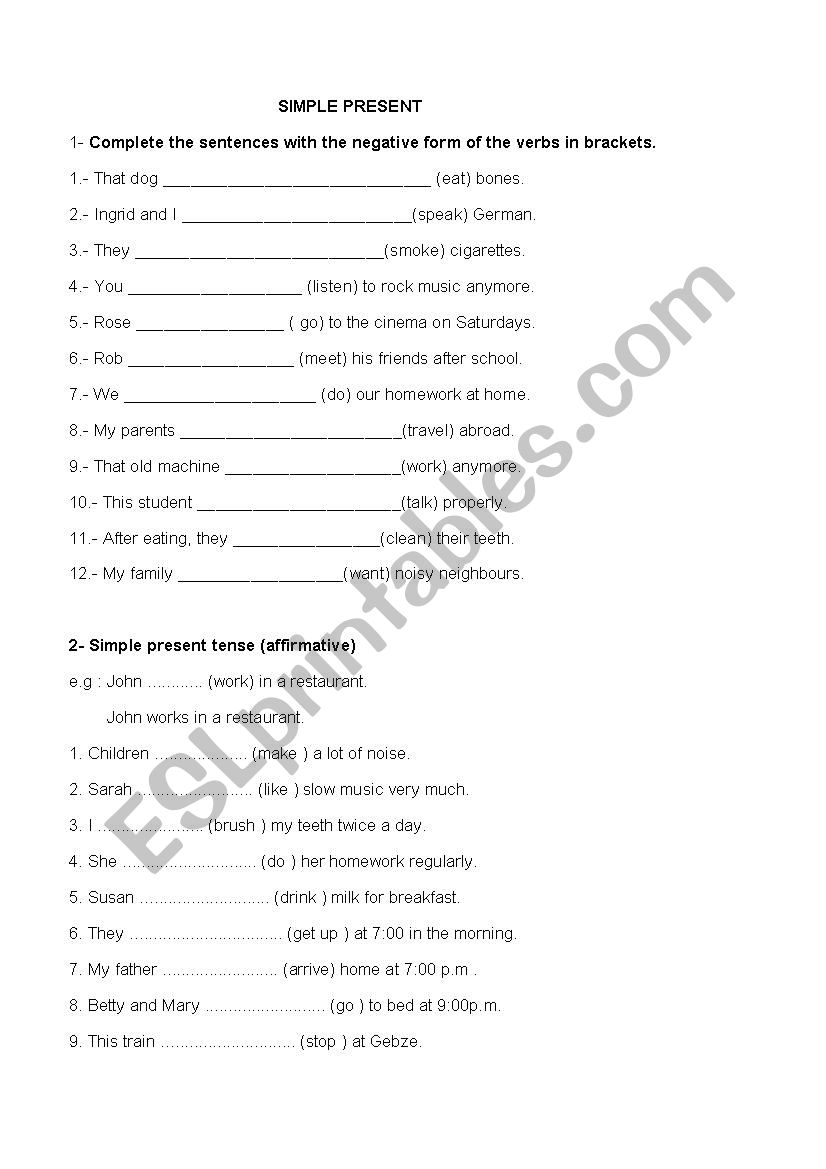 simple present worksheet