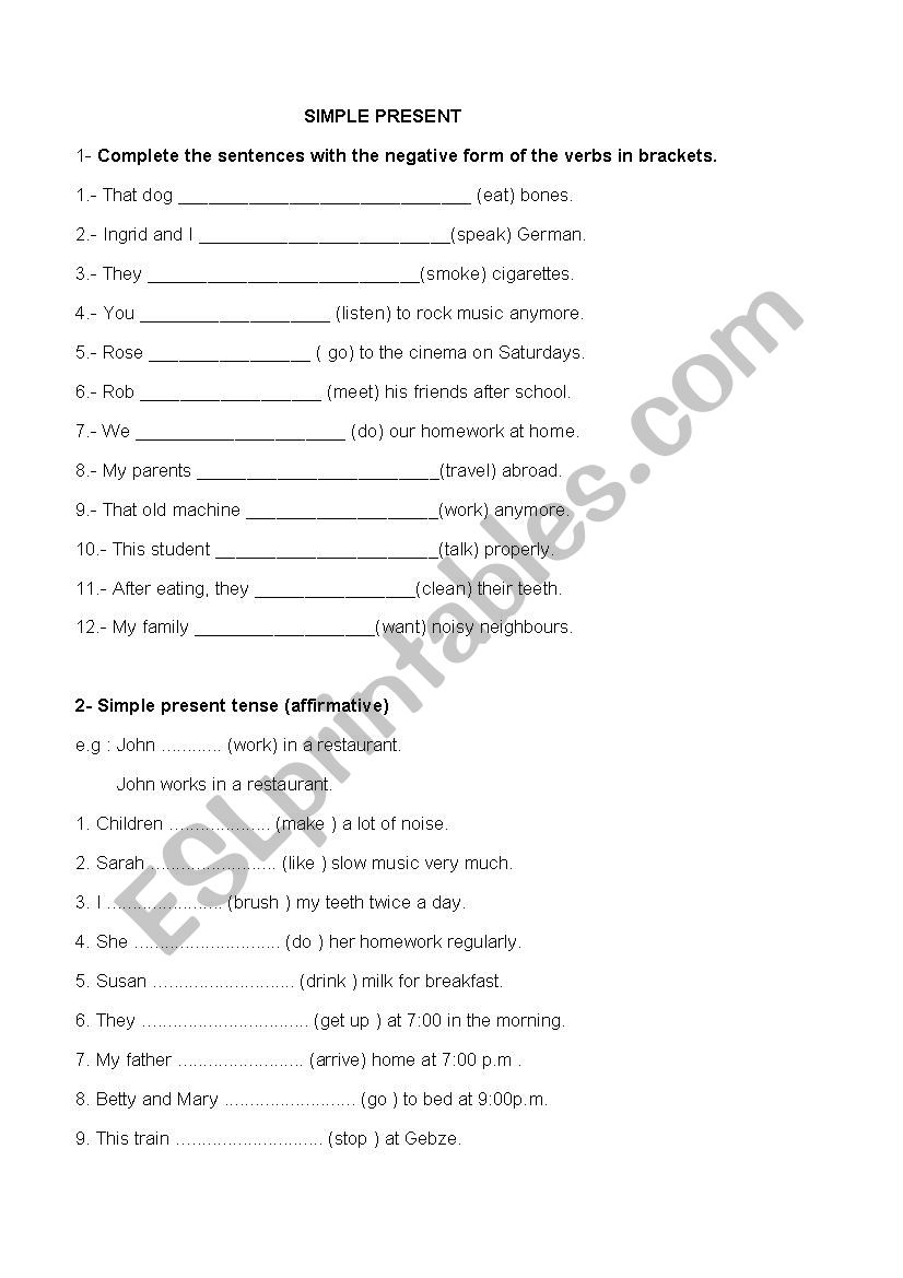 simple present worksheet