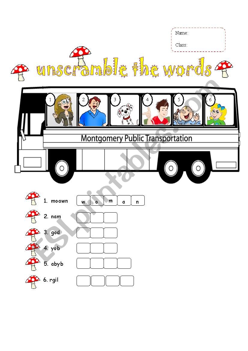 types of people worksheet