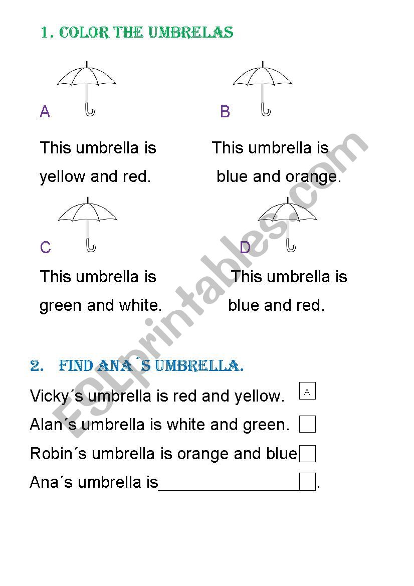 COLORS worksheet