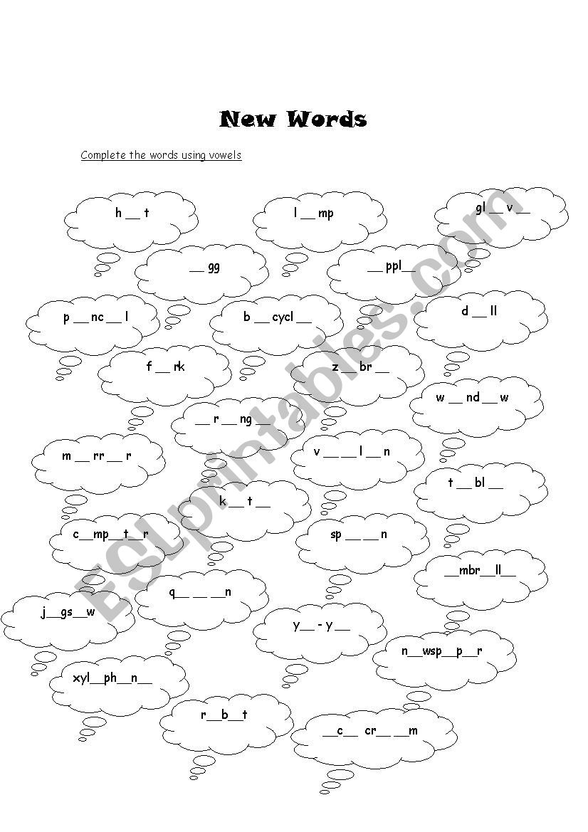 New Words worksheet