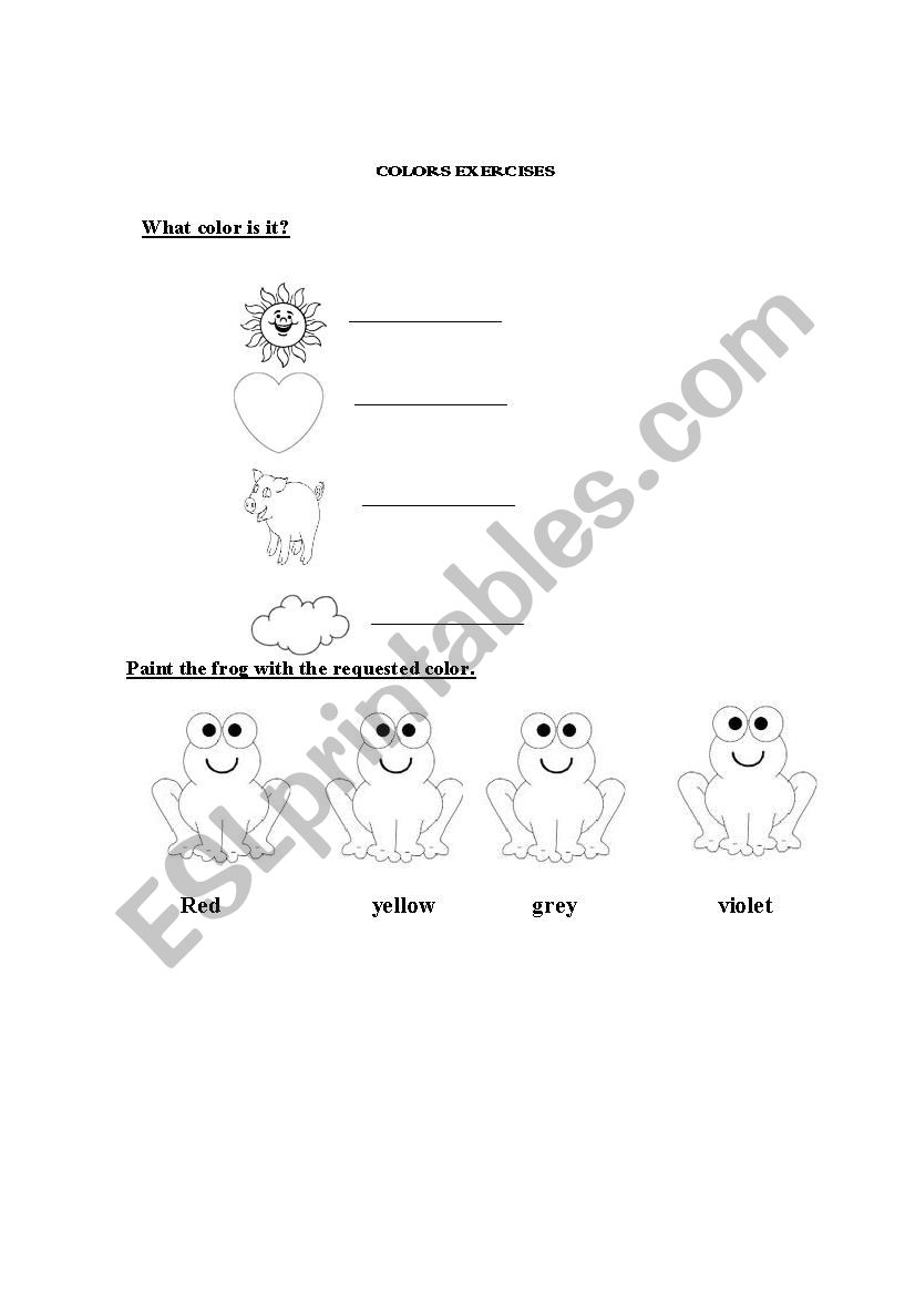 Colors exercises worksheet