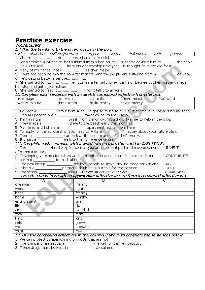 Exercise for Grade 10 worksheet