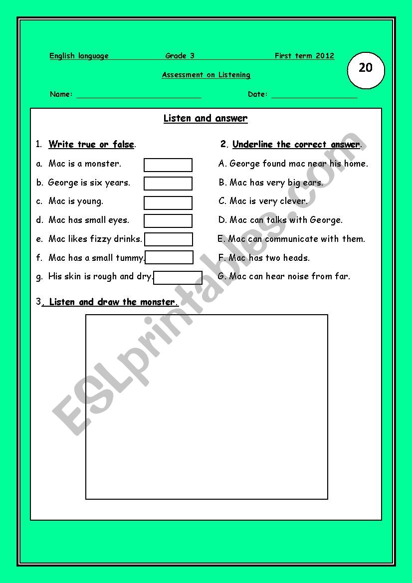 Listening worksheet