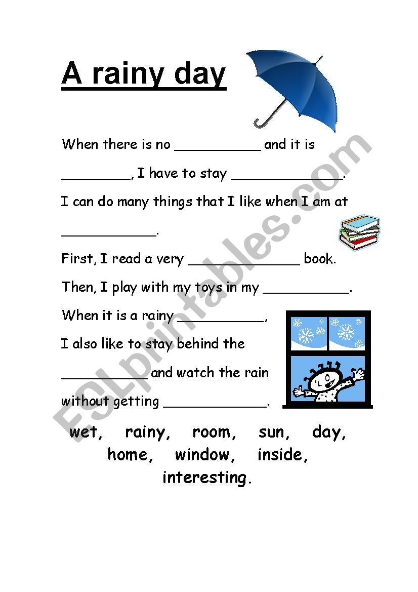 A rainy day fill in exercise worksheet