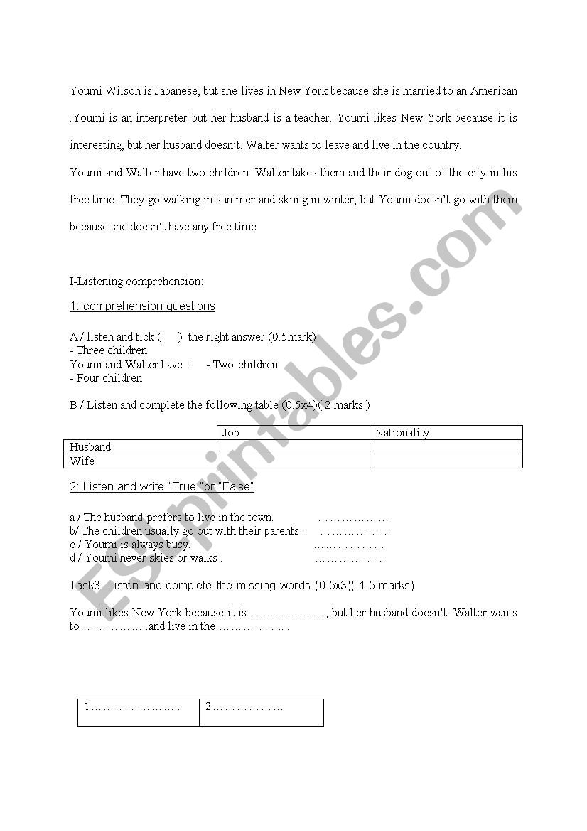 test 8th form worksheet