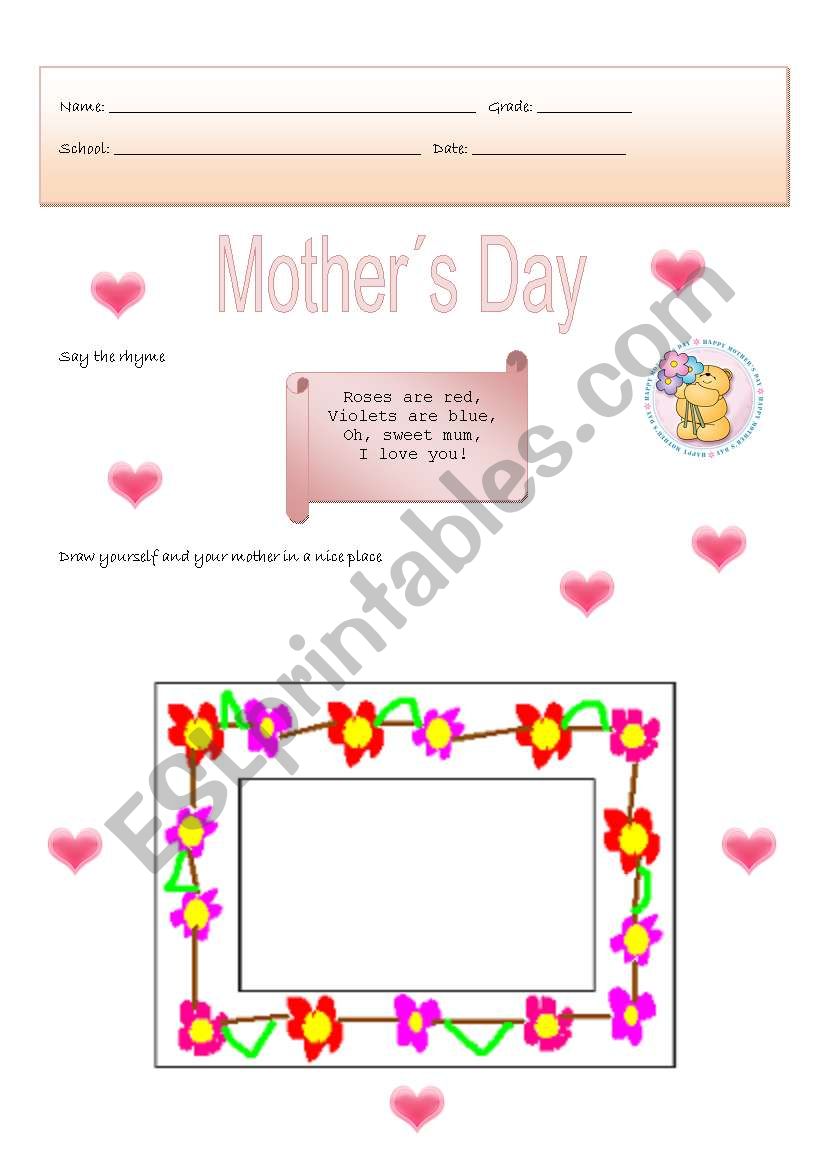 Motherīs day worksheet worksheet Motherīs day worksheet worksheet