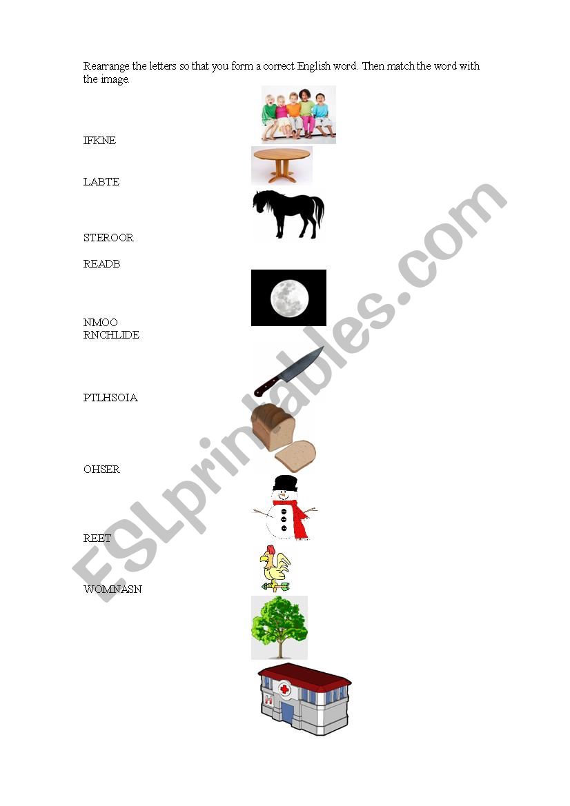Anagrams worksheet