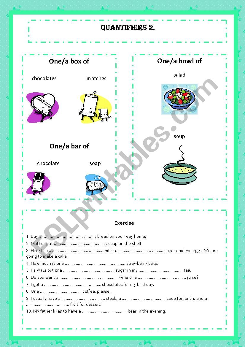 Quantifiers 2 worksheet