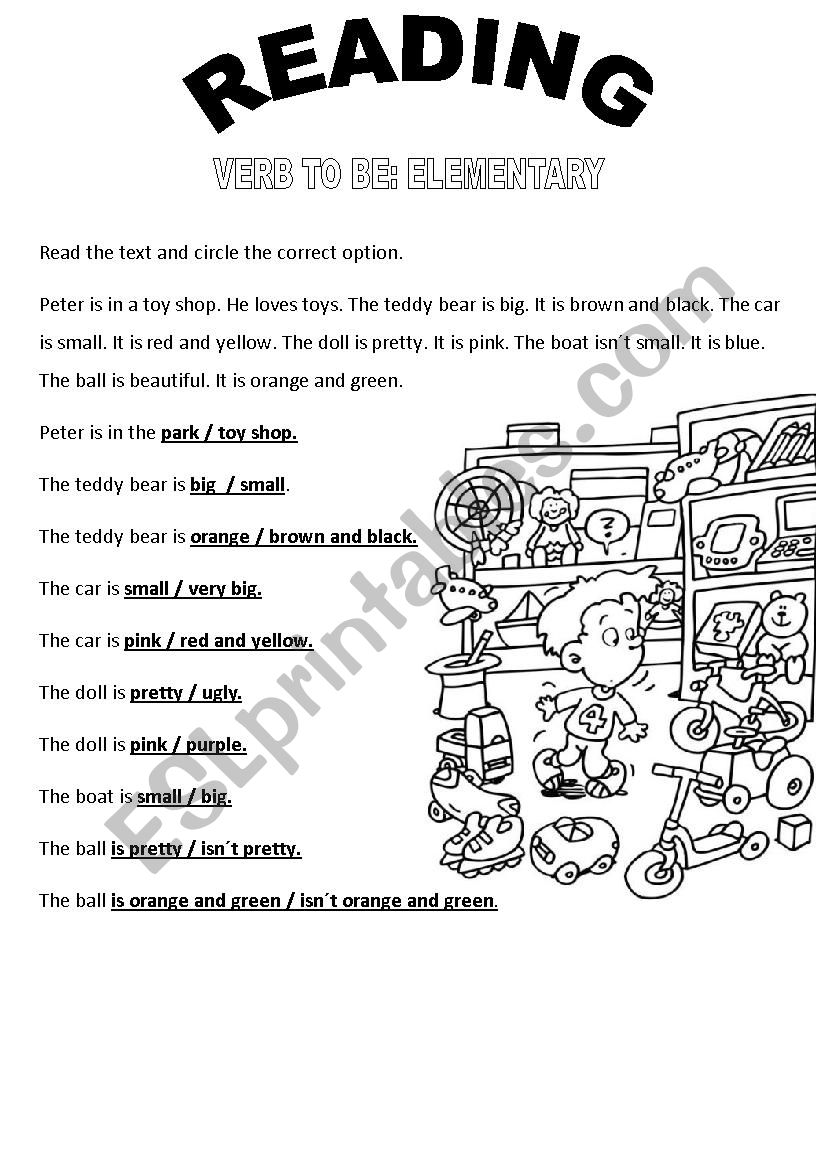 verb To Be: READING worksheet