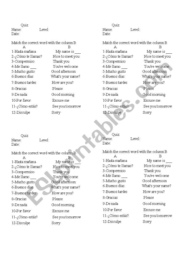 Courtesy Rules worksheet