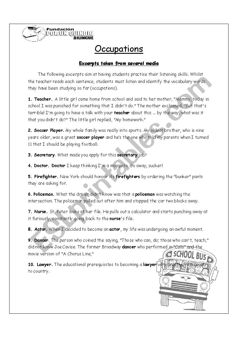 Occupations (Listening Exercise)