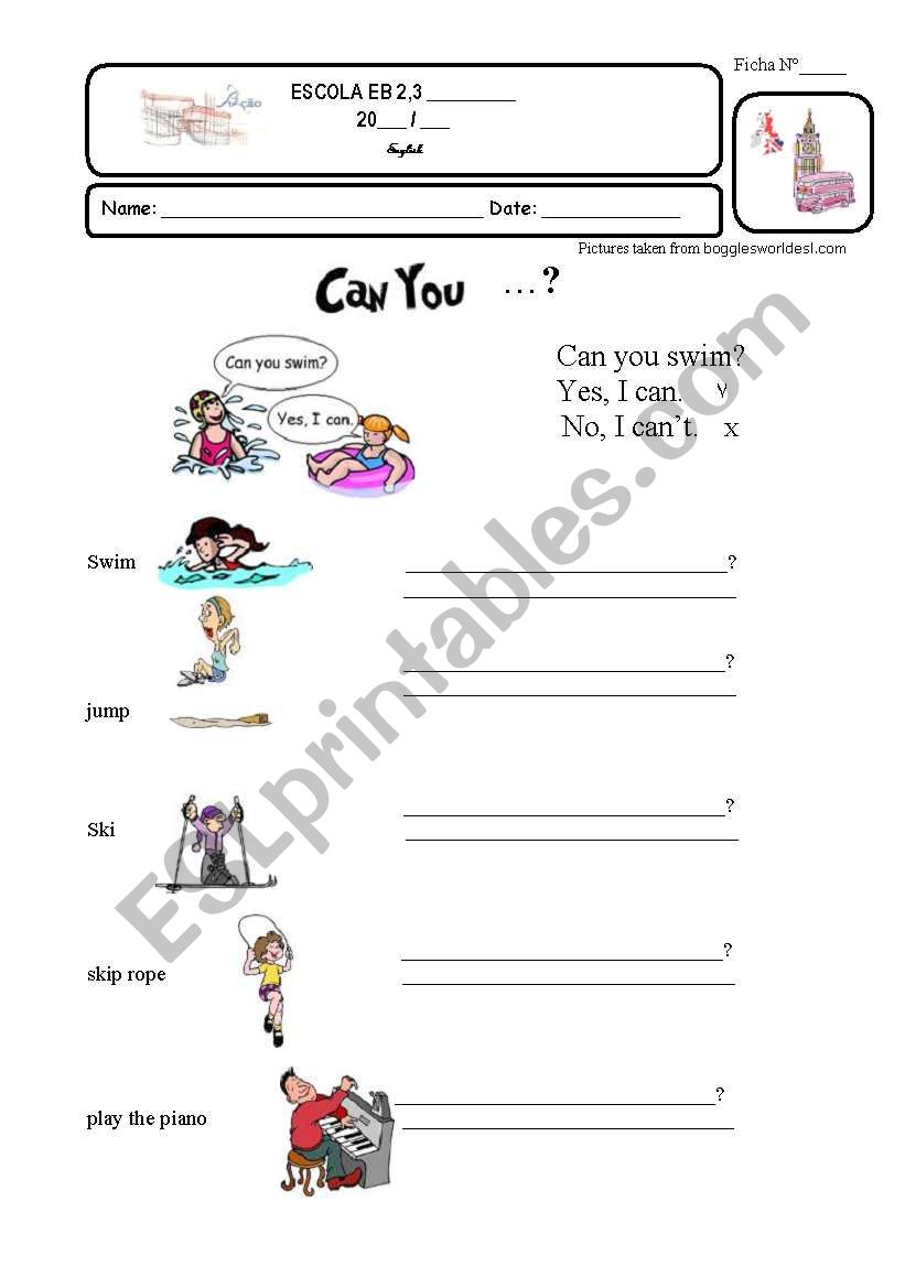 Can you ...?  worksheet