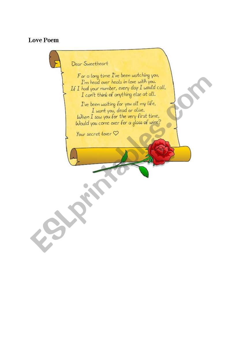 LOVE  POEM worksheet