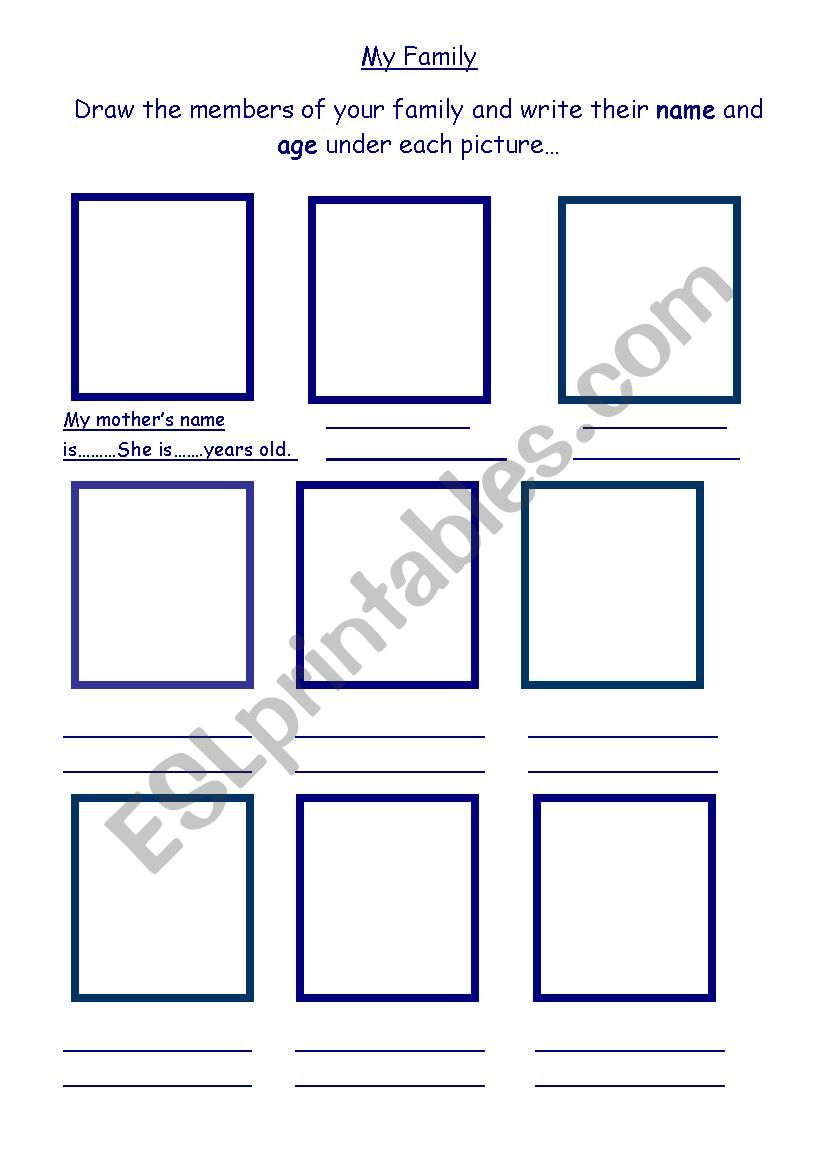 Labelling Family Members worksheet